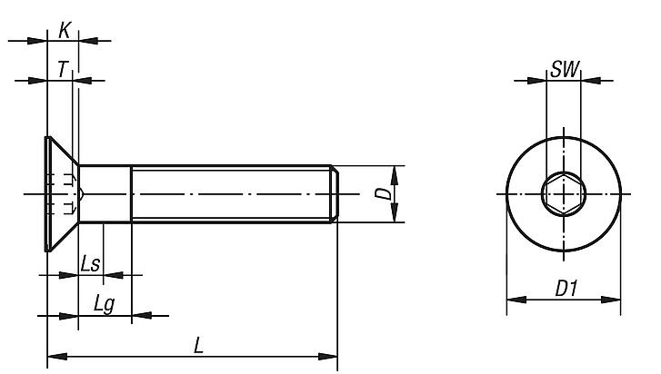 Śruby z łbem stożkowym, z gniazdem sześciokątnym DIN EN ISO 10642