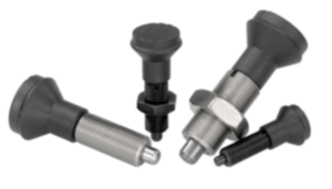 Trzpienie ustalające ze stali lub stali nierdzewnej, bez kołnierza, z uchwytem grzybkowym z tworzywa sztucznego, z pokrywą Trzpienie ustalające ze stali lub stali nierdzewnej, bez kołnierza, z uchwytem grzybkowym z tworzywa sztucznego, z pokrywą