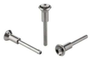 Ball lock pins with stainless steel mushroom grip and high shear strength Ball lock pins with stainless steel mushroom grip and high shear strength
