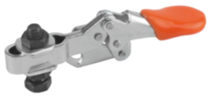 Miniaturowe dociskacze poziome z prawą przylgą poziomą i przestawną śrubą dociskową Miniaturowe dociskacze poziome z prawą przylgą poziomą i przestawną śrubą dociskową