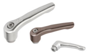 Clamping levers, electropolished or abrasive blasted stainless steel, with internal thread, threaded insert stainless steel Clamping levers, electropolished or abrasive blasted stainless steel, with internal thread, threaded insert stainless steel
