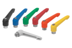 Clamping levers, plastic, with internal thread and zinc toothed ring , thread insert stainless steel Clamping levers, plastic, with internal thread and zinc toothed ring , thread insert stainless steel