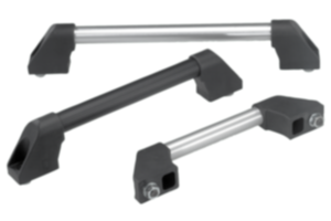 Tubular handles, aluminium with plastic grip legs, slanted both sides Tubular handles, aluminium with plastic grip legs, slanted both sides