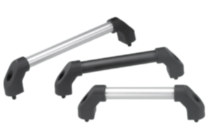 Tubular handles, aluminium with plastic grip legs, slanted both sides Tubular handles, aluminium with plastic grip legs, slanted both sides