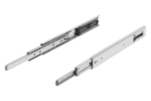 Prowadnice teleskopowe ze stali nierdzewnej, do montażu bocznego, rozkładane na pełną długość, nośność do 90 kg Prowadnice teleskopowe ze stali nierdzewnej, do montażu bocznego, rozkładane na pełną długość, nośność do 90 kg