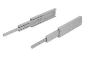 Prowadnice teleskopowe z aluminium do montażu bocznego, rozkładane na pełną długość, nośność do 300 kg Prowadnice teleskopowe z aluminium do montażu bocznego, rozkładane na pełną długość, nośność do 300 kg