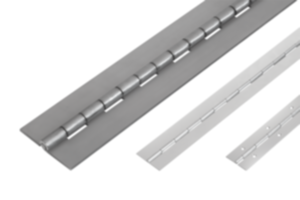 Piano hinges, steel, stainless steel or aluminium Piano hinges, steel, stainless steel or aluminium