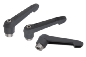 Clamping levers, plastic, antibacterial with internal thread, threaded insert stainless steel Clamping levers, plastic, antibacterial with internal thread, threaded insert stainless steel