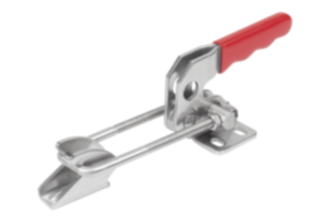 Zapięcia z pętlą ze stali lub stali nierdzewnej, poziome, z zaczepem i długą drogą przesuwu, czerwona rękojeść z tworzywa sztucznego Zapięcia z pętlą ze stali lub stali nierdzewnej, poziome, z zaczepem i długą drogą przesuwu, czerwona rękojeść z tworzywa sztucznego