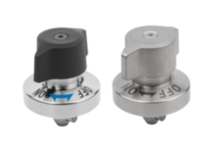 Quarter-turn clamp locks, stainless steel, plastic or stainless steel twist knob with retractable shaft Quarter-turn clamp locks, stainless steel, plastic or stainless steel twist knob with retractable shaft
