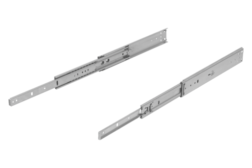 Prowadnice teleskopowe ze stali nierdzewnej do montażu bocznego, rozkładane na ponad 100% długości, nośność do 90 kg
