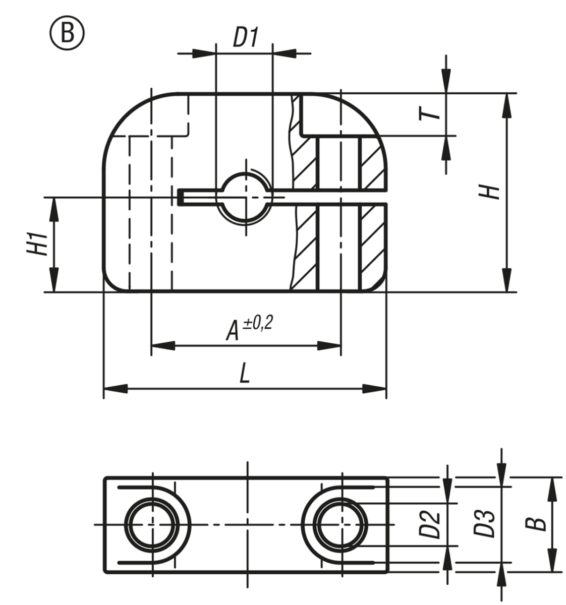 Aluminiowe elementy ustalające forma B