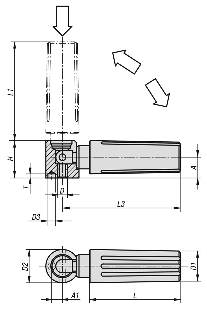 Rękojeści cylindryczne bezpieczne samopowrotne