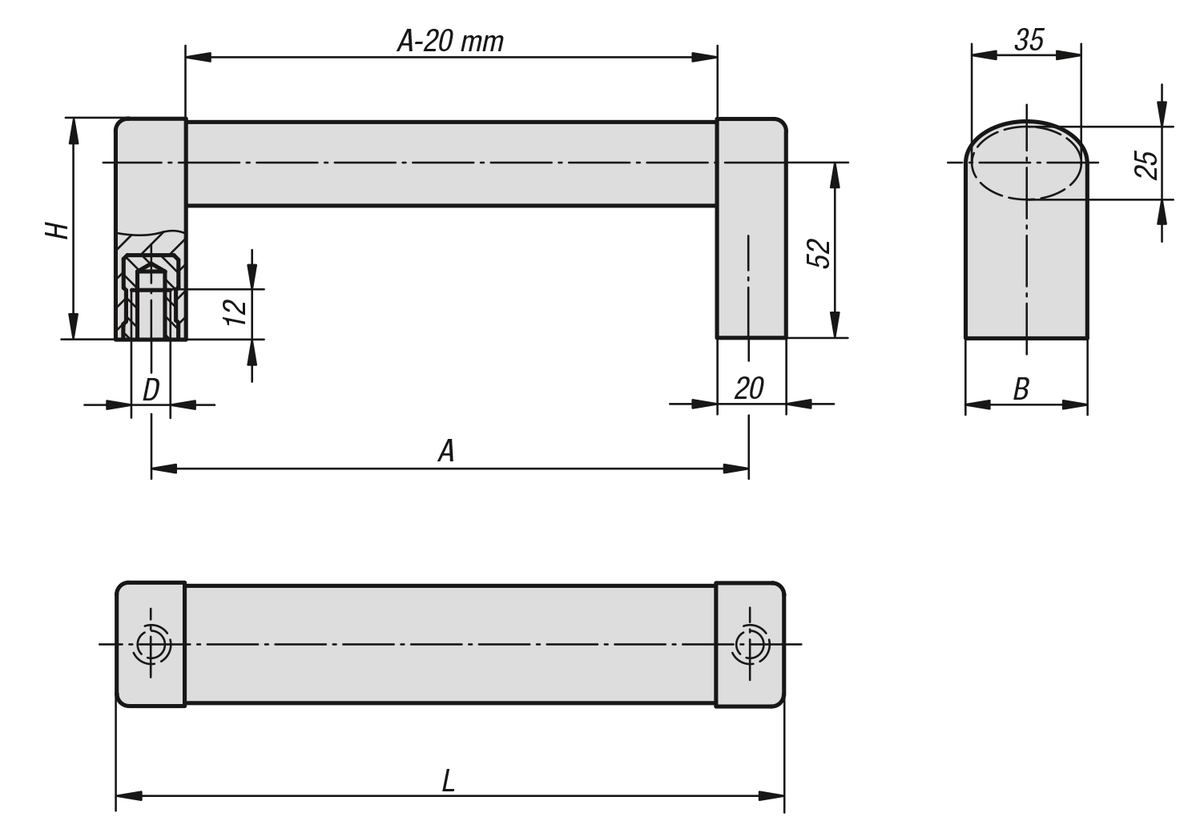 Uchwyty rurowe aluminiowe z ramieniem uchwytu z tworzywa sztucznego