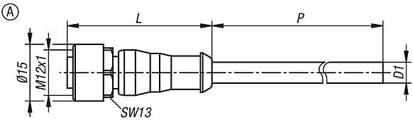 Łączniki wtykowe, tuleja M12x1 ze śrubą blokującą nieekranowana, forma A, tuleja prosta